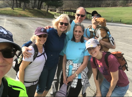 Northern Dutchess Hospital Breast Cancer Patient Carol Mackin with her hiking club in Clinton, New York.