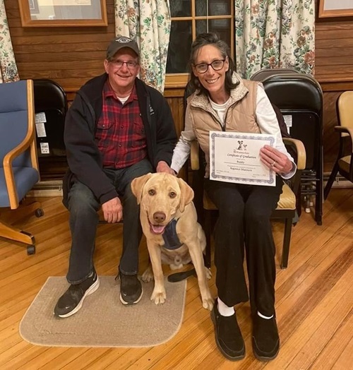 Northern Dutchess Hospital Breast Cancer Patient Carol Mackin with her husband and dog.