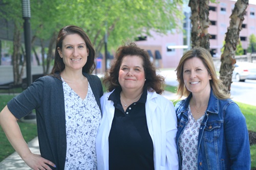 (Left to Right) Bethany Quattropani, Physical Therapist, Marie Vegeto-Devens, Occupational Therapist, Mary Ell Izzo, Speech Therapist, Jodi Hammell-Fifield's rehab team at the Eric Shrubsole Center for Speech and Physical Rehabilitation at Vassar Brothers Medical Center.