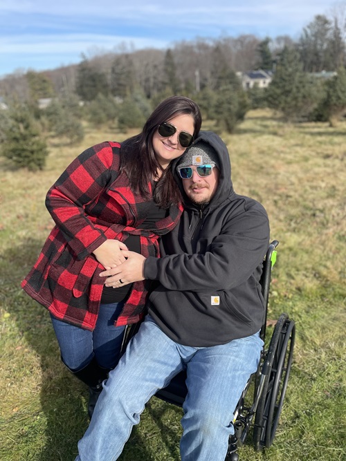 Samuel Neelands, Danbury Hospital spine surgery patient, with his wife, Ashley.