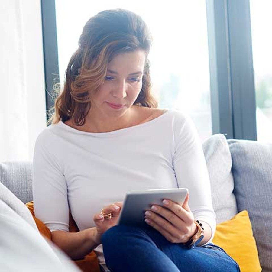 Woman on phone using the patient portal